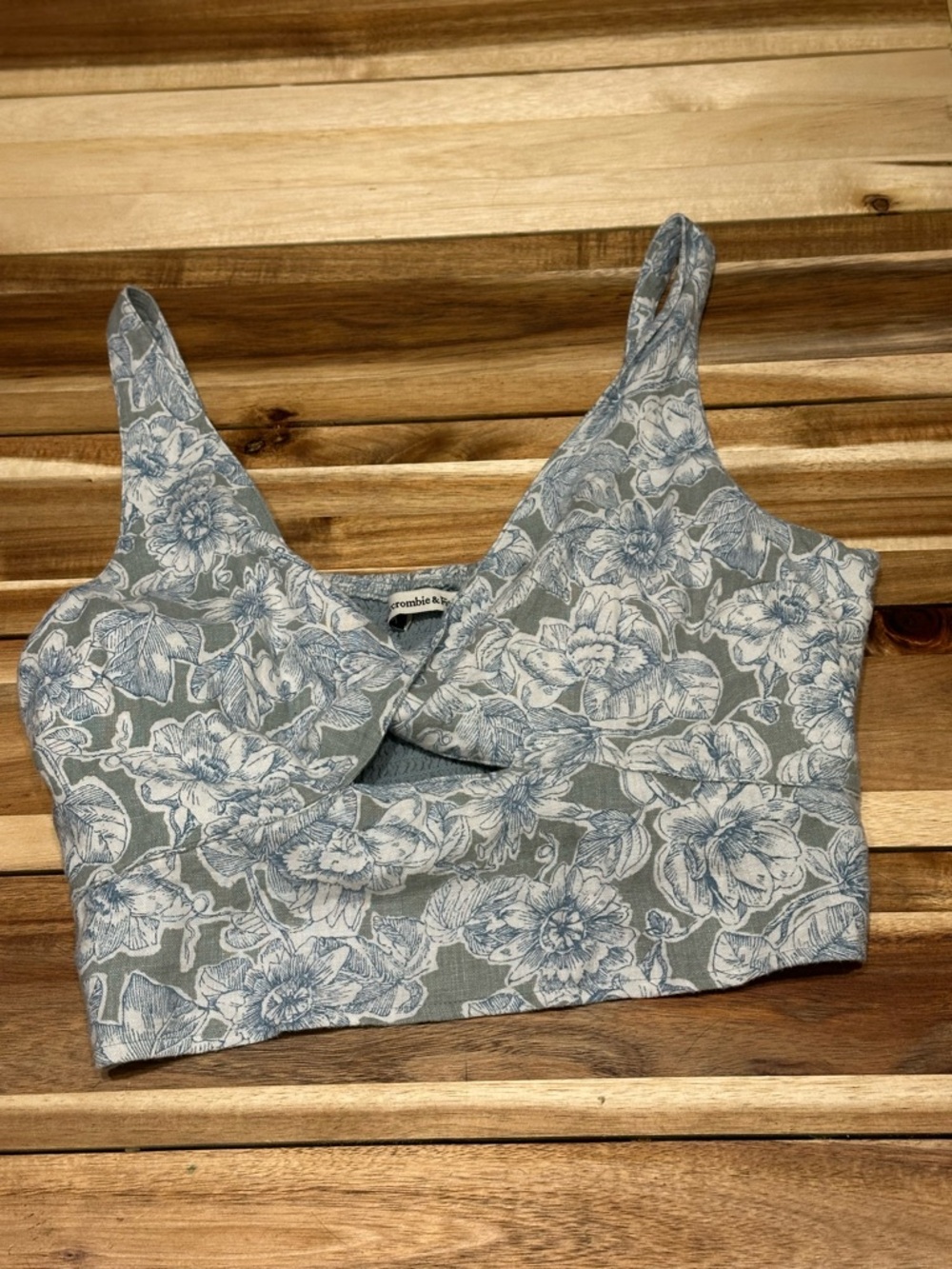 Abercrombie & Fitch Floral Twist-Front Linen Blend Cutout Size Medium